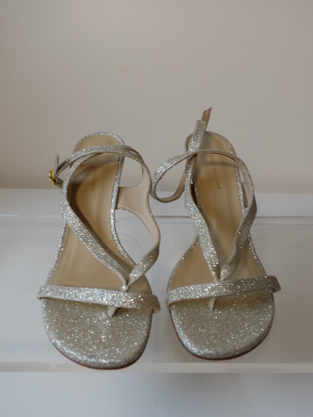 Stuart Weitzman Align 95 Glitter Stiletto Sandals Size 8 Brand New! - Picture 2 of 9